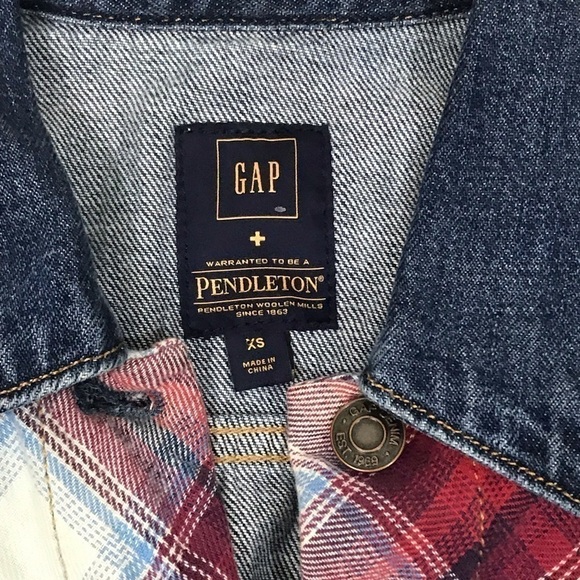 Gap Pendleton Jean Jacket Denim Plaid Flannel XS - Picture 2 of 7